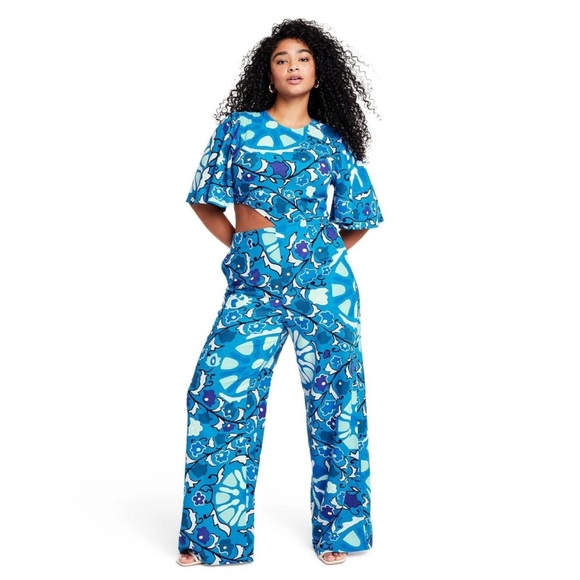 NWT Rhode X Target Zinnia Floral Print Bell Sleeve Cut Out Jumpsuit - Picture 1 of 9